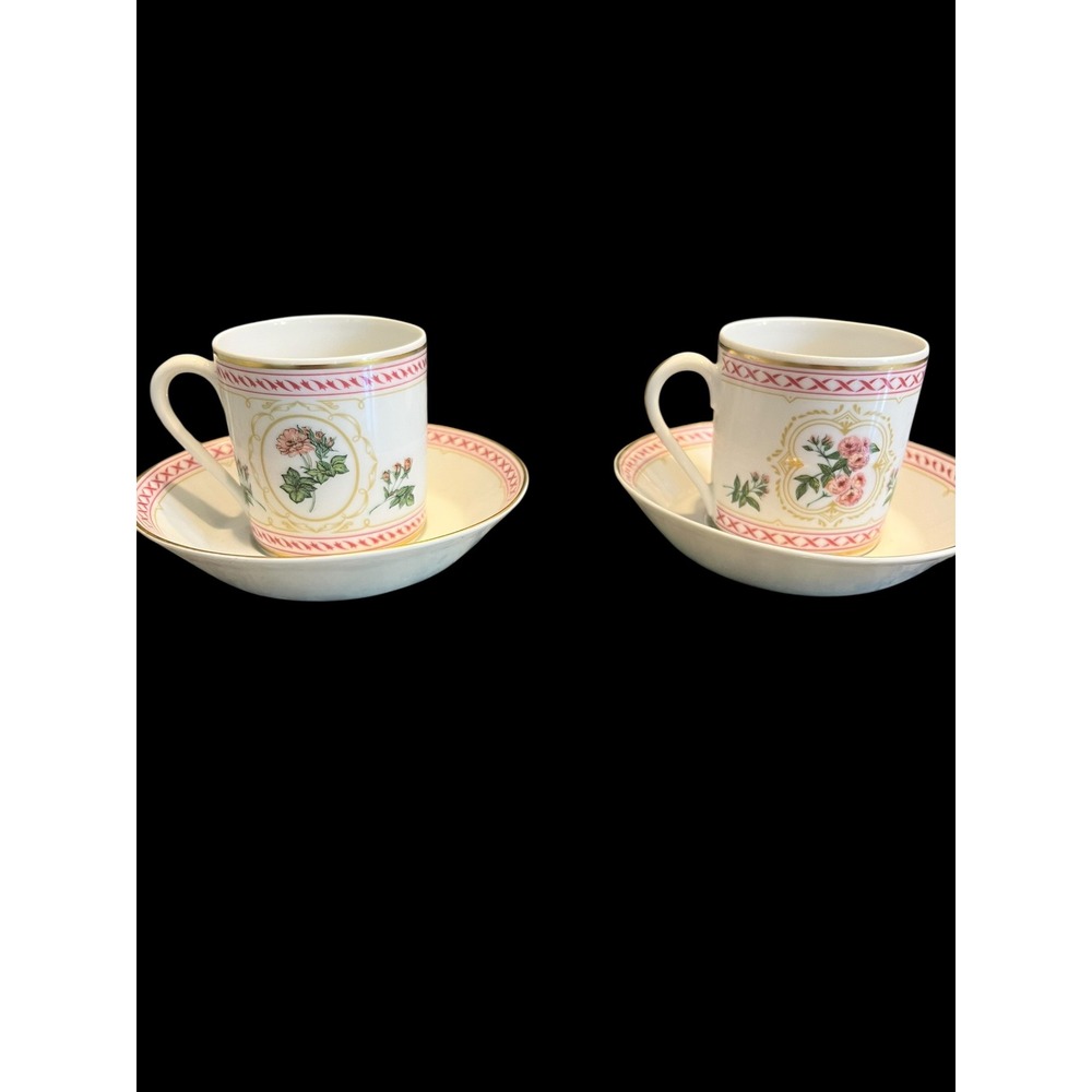 Haviland Limoges Empress Josephine Demitasse Cup Saucer Set 2 Rosa Celeste 1982